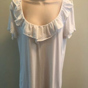 Lilly Pulitzer Size Large White Ruffle Neck Shirt